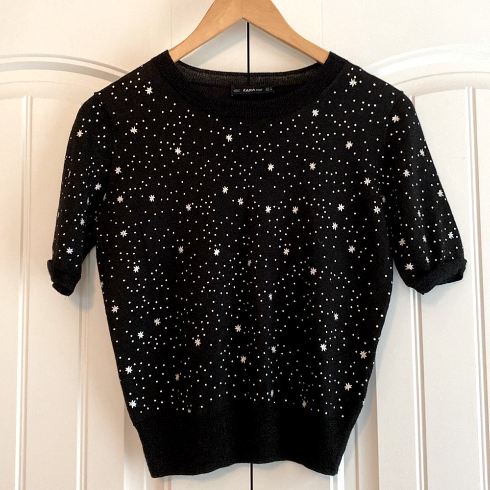 Zara Black and White Star Pattern Sweater